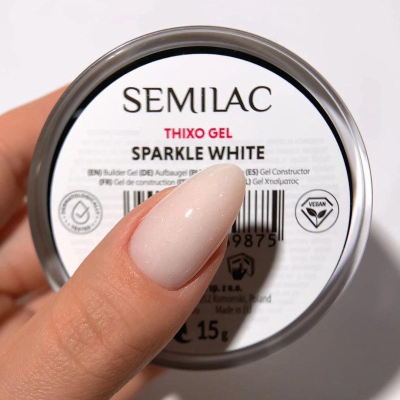 Sparkle White - Thixo Builder Gel 15ml SEMILAC-Online-Shop-Double Beauty Shop